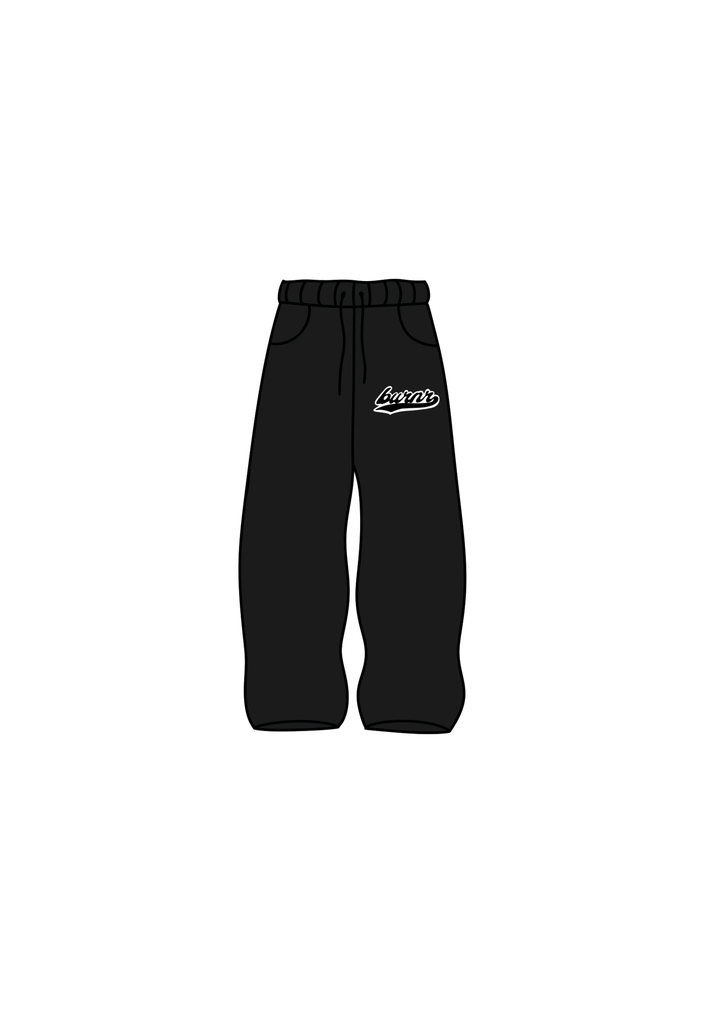 Black and white burnr rug joggers