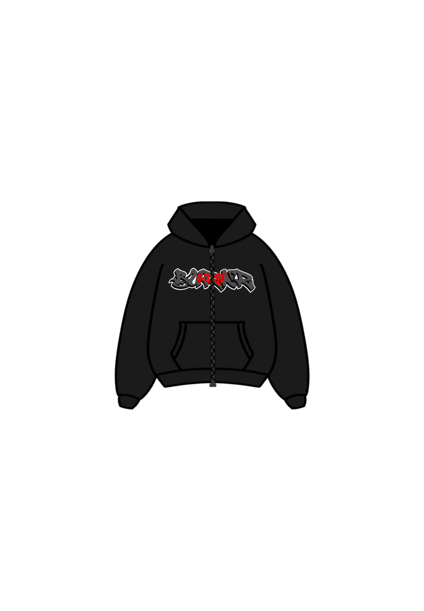Burnr graffiti rug zip hoodie