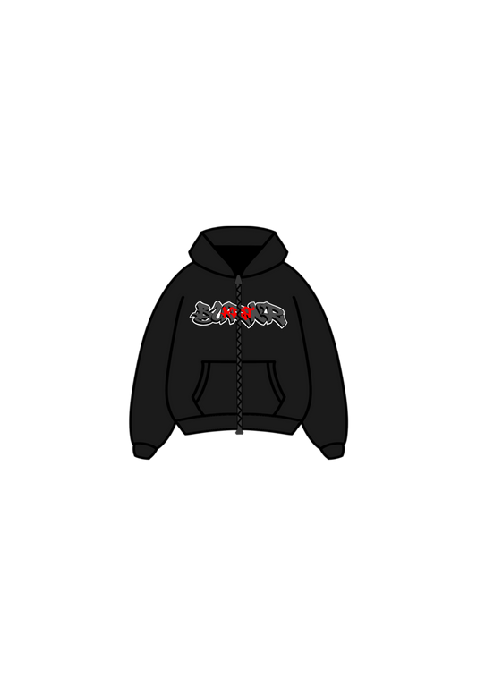 Burnr graffiti rug zip hoodie