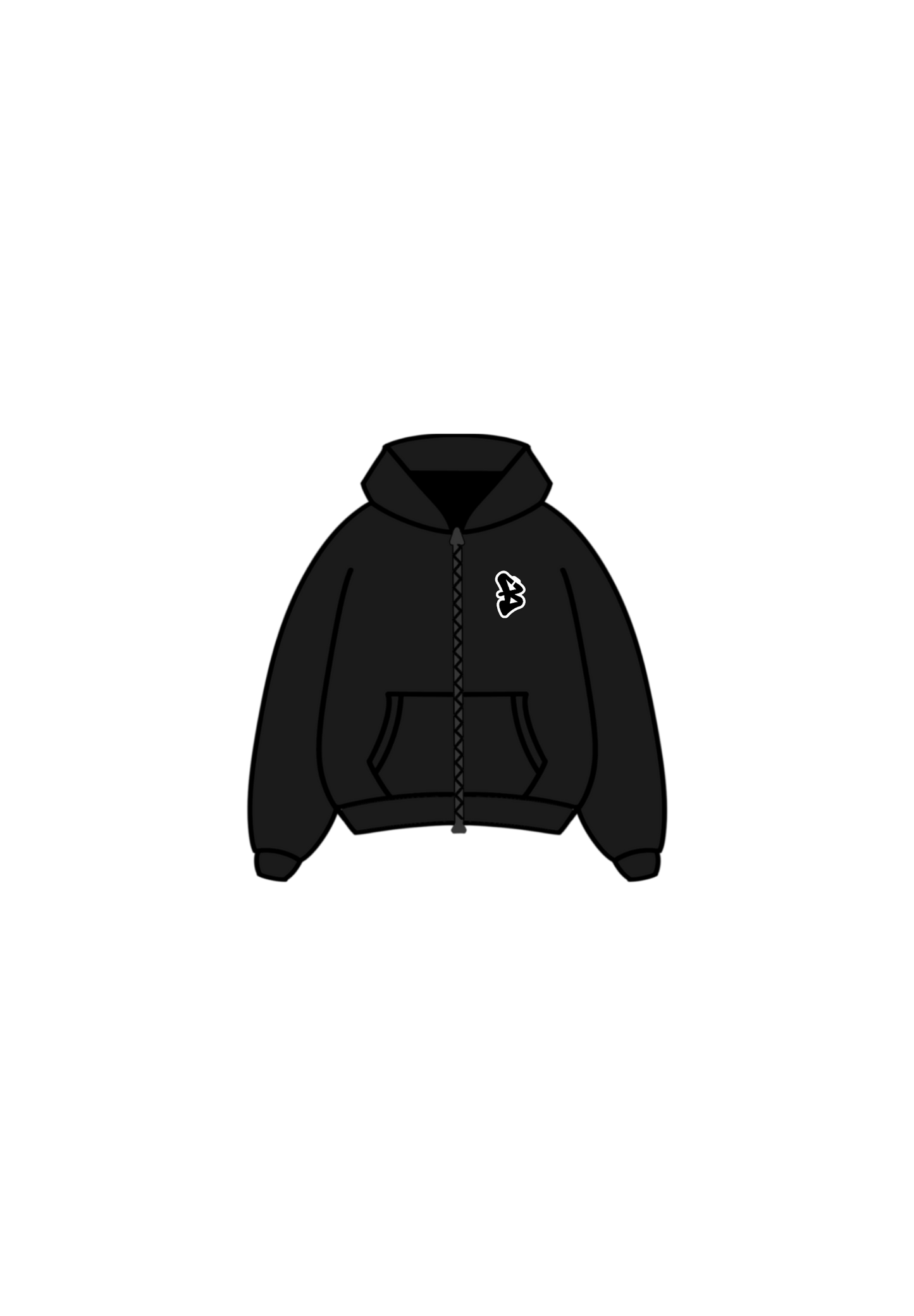 Black & white B rug zip hoodie