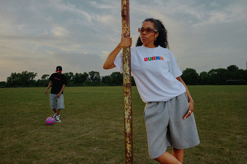 MULTI-COLOUR CAMO BURNR TEE (WHITE)