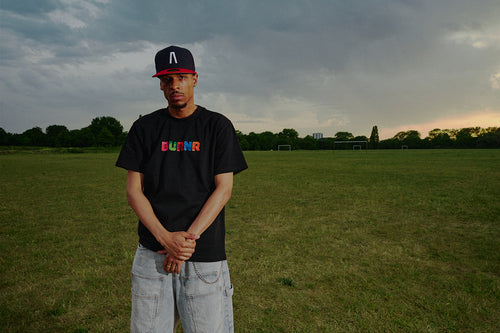 MULTI-COLOUR CAMO BURNR TEE (BLACK)